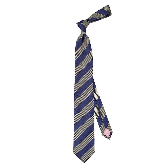 Thomas Pink Sandby Stripe Woven Silk Tie - Navy/Neutral