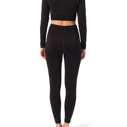 Lucas Hugh Technical Knit Stardust Leggings in Black