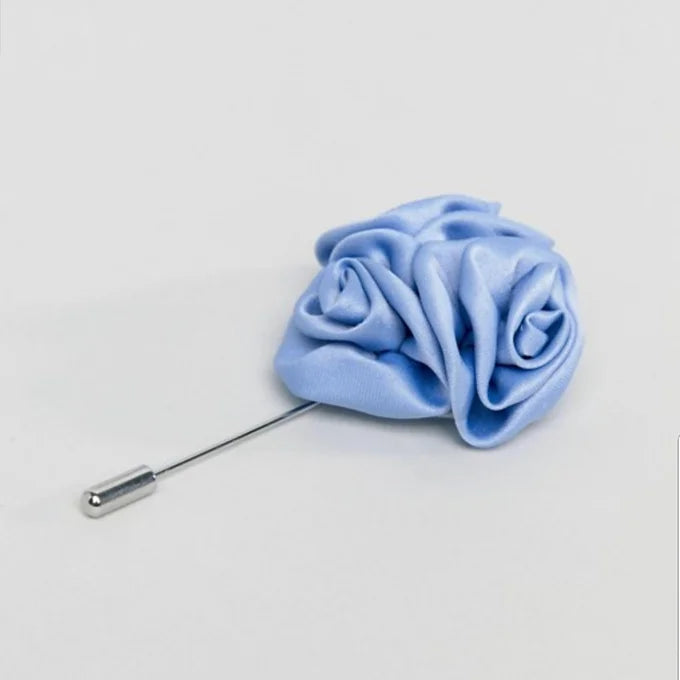 Gianni Feraud Wedding Satin Floral Lapel Pin With Pocket Square