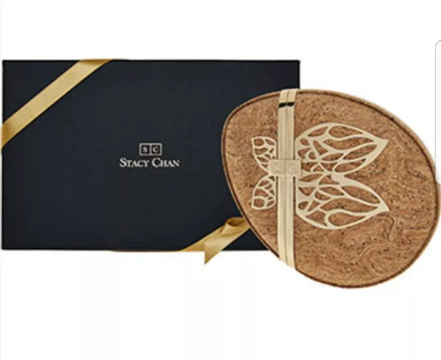 Stacy Chan Gold & Cork Egg-Shaped Clutch Bag